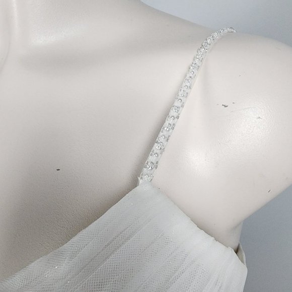 Rebecca Ingram White Lace Beaded Bodice Tulle Wedding Gown Size 18 - Picture 3 of 16